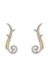 Shop Sica Jewellery White Crystals 925 Silver Canna Earcuffs at Aza Fashions Shop_Sica Jewellery_White Crystals 925 Silver Canna Earcuffs _at_Aza_Fashions