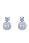 Shop_Sica Jewellery_White Pearls 925 Silver Begonia Earrings _at_Aza_Fashions