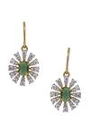Shop_Sica Jewellery_Green Stones 925 Silver Sridevi Earrings _at_Aza_Fashions