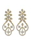 Shop Sica Jewellery White Imitation Diamonds 925 Silver Camomile Earrings at Aza Fashions Shop_Sica Jewellery_White Imitation Diamonds 925 Silver Camomile Earrings _at_Aza_Fashions