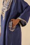 Buy_Begum_Blue Silk Mirrors, Embroidery Notched Neck Parizad Kurta Pant Set 