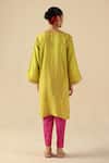 Shop_Begum_Green Silk Sequins, Embroidery Notched Neck Parizad Kurta Pant Set _at_Aza_Fashions