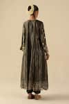 Shop_Begum_Olive Green Silk, Organza Mirrors, Beads Round Neck Afsana Kalidar Kurta Set _at_Aza_Fashions
