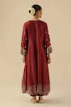 Shop_Begum_Red Silk, Organza Embroidery Round Neck Afsana Kalidar Kurta Set _at_Aza_Fashions