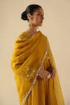 Buy_Begum_Yellow Silk, Organza Embroidery, Sequins Round Neck Afsana Kalidar Kurta Set _Online_at_Aza_Fashions