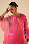 Shop_Begum_Fuchsia Tissue, Silk Sequins Round Neck Tabeer Kurta Pant Set _Online_at_Aza_Fashions