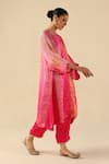 Buy_Begum_Fuchsia Tissue, Silk Sequins Round Neck Tabeer Kurta Pant Set 