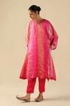 Buy_Begum_Fuchsia Tissue, Silk Sequins Round Neck Tabeer Kurta Pant Set _at_Aza_Fashions