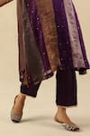 Begum_Purple Silk Round Neck Tabeer Kurta Pant Set _at_Aza_Fashions