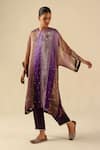 Buy_Begum_Purple Silk Round Neck Tabeer Kurta Pant Set _at_Aza_Fashions