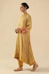 Begum_Gold Silk Round Neck Gauhar Kurta Pant Set _Online_at_Aza_Fashions