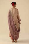 Shop_Begum_Rose Gold Silk, Tissue Round Neck Gauhar Kurta Pant Set _at_Aza_Fashions