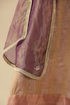 Buy_Begum_Rose Gold Silk, Tissue Round Neck Gauhar Kurta Pant Set 