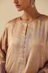 Shop_Begum_Rose Gold Silk, Tissue Round Neck Gauhar Kurta Pant Set 