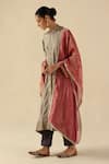 Begum_Silver Silk, Tissue Zari Round Neck Gauhar Kurta Pant Set _at_Aza_Fashions