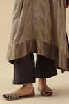 Buy_Begum_Silver Silk, Tissue Zari Round Neck Gauhar Kurta Pant Set 