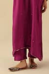 Begum_Magenta Silk Sequins, Embroidery V-neck Saaz Phiran Kurta With Pant _Online_at_Aza_Fashions