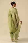 Shop_Begum_Green Silk, Organza Round Neck Naksh Kurta Pant Set _at_Aza_Fashions