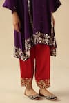 Begum_Purple Silk, Organza Sequins, Embroidery Split V-neck Arzoo Kurta Pant Set _at_Aza_Fashions