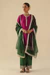Buy_Begum_Fuchsia Silk, Organza Embroidery, Sequins Round Neck Arzoo Kurta Pant Set _at_Aza_Fashions