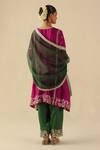 Shop_Begum_Fuchsia Silk, Organza Embroidery, Sequins Round Neck Arzoo Kurta Pant Set _at_Aza_Fashions