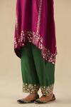 Buy_Begum_Fuchsia Silk, Organza Embroidery, Sequins Round Neck Arzoo Kurta Pant Set _Online_at_Aza_Fashions