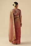Shop_Begum_Peach Organza, Silk, Tissue Sequins, Embroidery Round Taj Gul Saree With Blouse _at_Aza_Fashions