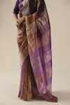 Shop_Begum_Purple Tissue, Silk, Organza Sequins, Embroidery V-neck Amber Saree With Blouse _Online_at_Aza_Fashions