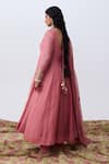 Shop_Pants And Pajamas_Pink Chanderi Embroidery Round Neck Designer Anarkali _at_Aza_Fashions