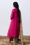 Shop_Pants And Pajamas_Pink Chanderi Embroidery Round Neck Kurta _at_Aza_Fashions