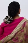 Pants And Pajamas_Pink Chanderi Embroidery Round Neck Kurta _Online_at_Aza_Fashions