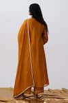 Shop Pants And Pajamas Orange Cotton, Silk, Chanderi Embroidery V-neck Kurta Pant Set at Aza Fashions Shop_Pants And Pajamas_Orange Cotton, Silk, Chanderi Embroidery V-neck Kurta Pant Set _at_Aza_Fashions