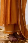 Shop Pants And Pajamas Orange Cotton, Silk, Chanderi Embroidery V-neck Kurta Pant Set Online at Aza Fashions Shop_Pants And Pajamas_Orange Cotton, Silk, Chanderi Embroidery V-neck Kurta Pant Set _Online_at_Aza_Fashions