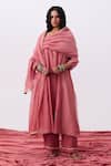 Buy_Pants And Pajamas_Pink Cotton, Silk Embroidery V-neck Kurta And Pant Set 