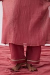 Shop_Pants And Pajamas_Pink Cotton, Silk Embroidered Pant _Online_at_Aza_Fashions