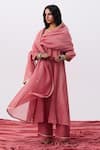 Shop_Pants And Pajamas_Pink Chanderi Embroidered Dupatta _at_Aza_Fashions