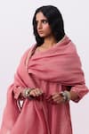 Shop_Pants And Pajamas_Pink Chanderi Embroidered Dupatta _Online_at_Aza_Fashions