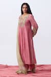 Buy_Pants And Pajamas_Pink Cotton, Silk Pant _at_Aza_Fashions