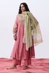 Pants And Pajamas_Pink Cotton, Silk Pant _Online_at_Aza_Fashions