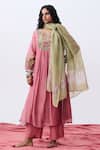 Buy_Pants And Pajamas_Green Chanderi Embroidered Dupatta _at_Aza_Fashions