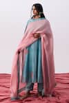 Buy_Pants And Pajamas_Pink Chanderi Embroidered Dupatta _at_Aza_Fashions