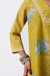 Shop_Pants And Pajamas_Green Cotton, Silk Embroidered Pant _Online_at_Aza_Fashions