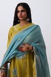 Pants And Pajamas_Blue Chanderi Embroidered Dupatta _Online_at_Aza_Fashions