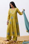 Buy_Pants And Pajamas_Blue Chanderi Embroidered Dupatta _Online_at_Aza_Fashions