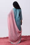 Shop_Pants And Pajamas_Blue Cotton, Silk Round Neck Kurta Pant Set _at_Aza_Fashions