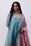 Pants And Pajamas_Blue Cotton, Silk Designer Pant _Online_at_Aza_Fashions