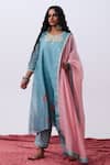 Buy_Pants And Pajamas_Pink Chanderi Dupatta _at_Aza_Fashions