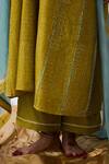 Buy_Pants And Pajamas_Green Cotton, Silk Embroidery V-neck Kurta Set _Online_at_Aza_Fashions