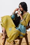 Pants And Pajamas_Green Cotton, Silk Designer Pant _Online_at_Aza_Fashions