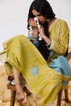 Buy_Pants And Pajamas_Green Cotton, Silk Designer Pant _Online_at_Aza_Fashions